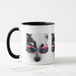 Snygg seriehund med glasögon mugg