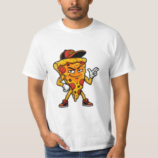 Snygg seriepizzabitmaskot med keps och sneakers t shirt