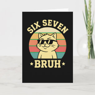 Snygg Sex Sju Bruh Katt Sarksatisk Retro Djur Kons Kort