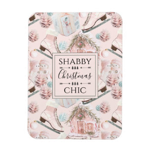 Snygg Shabby chic Rosa jul Mönster Magnet