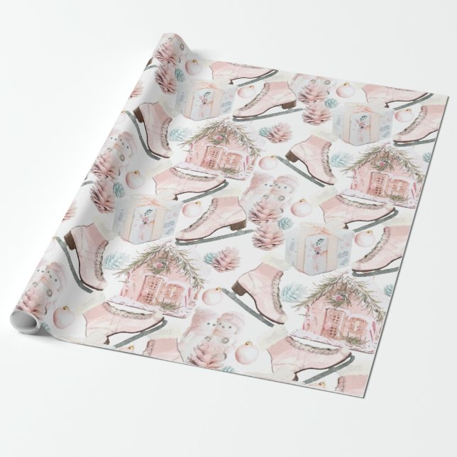 Snygg Shabby chic Rosa jul Mönster Presentpapper (Utrullad)