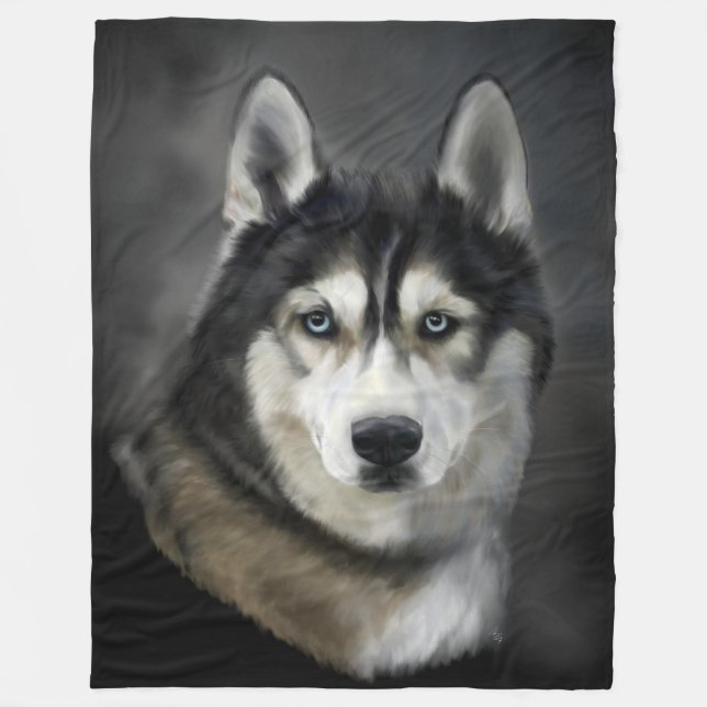 Snygg Siberian husky Fleece Blanket (Framsidan)