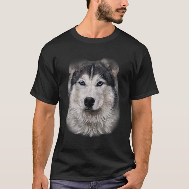 Snygg Siberian husky Hund Ansikte T Shirt (Framsida)