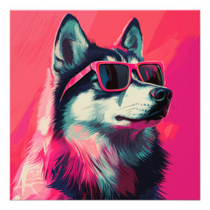 Snygg sibirisk husky hund med solglasögon fototryck