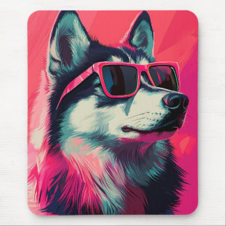 Snygg sibirisk husky hund med solglasögon musmatta