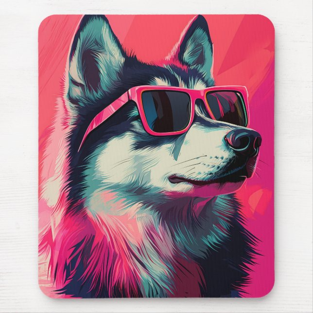 Snygg sibirisk husky hund med solglasögon musmatta (Framsidan)
