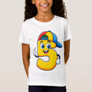 Snygg siffra 5 barn t-shirt – rolig tecknad stil