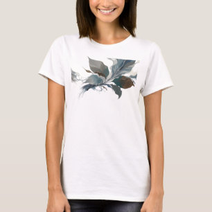 Snygg silver abstrakt bladkonsttryck t shirt