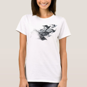 Snygg silver abstrakt fågelmode tryck t shirt