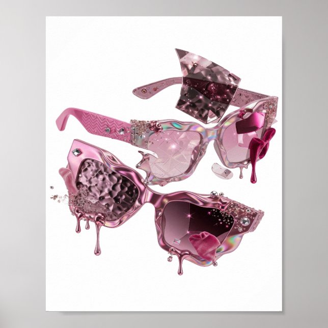 Snygg Silver BRUTNA GLAS SOLGALLER Djärv Design Poster (Framsidan)