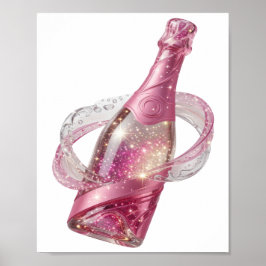 Snygg Silver CHAMPAGNE GLAMOUR Konstnärligt Motiv Poster