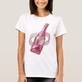 Snygg Silver CHAMPAGNE GLAMOUR Konstnärligt Motiv T Shirt