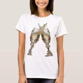 Snygg silver CHAMPAGNEGLAS T-shirt med citat