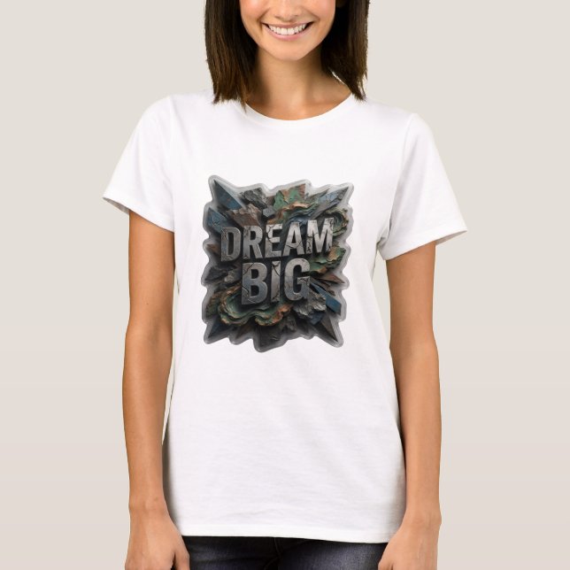 Snygg silver DREAM BIG grafisk t-shirt (Framsida)
