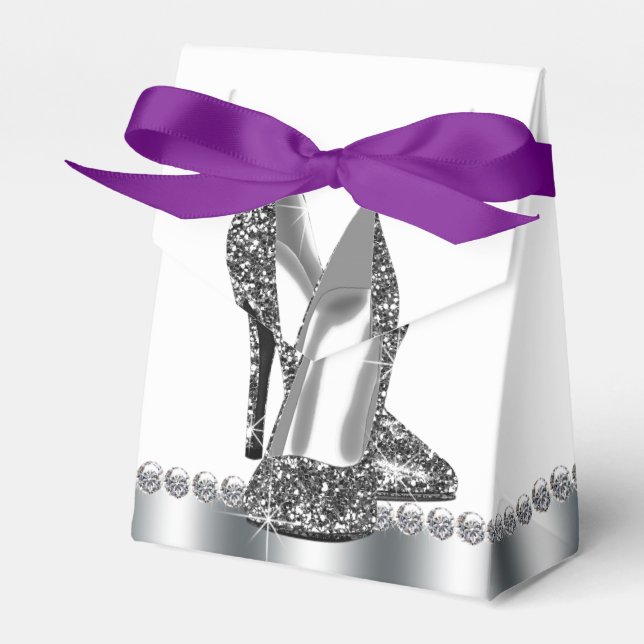Snygg silver glitter högläderssko presentaskar (Framsidan Sidan)