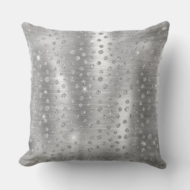 Snygg Silver Glitter Vilda Gepardfläckar Mönster Kudde (Framsida)