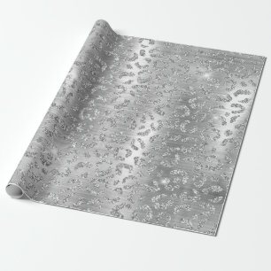 Snygg silver glitter vilda leopardfläckar mönster presentpapper
