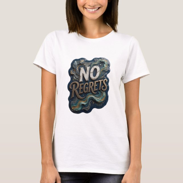 Snygg Silver INGEN ÅNGER Tröjd Design T Shirt (Framsida)