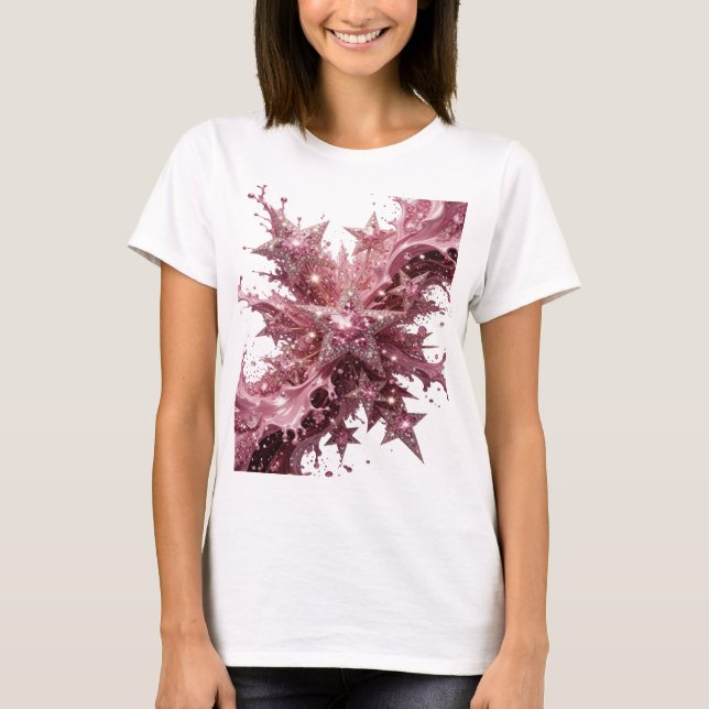 Snygg silver stjärnsprängd slitstark konst t shirt (Framsida)
