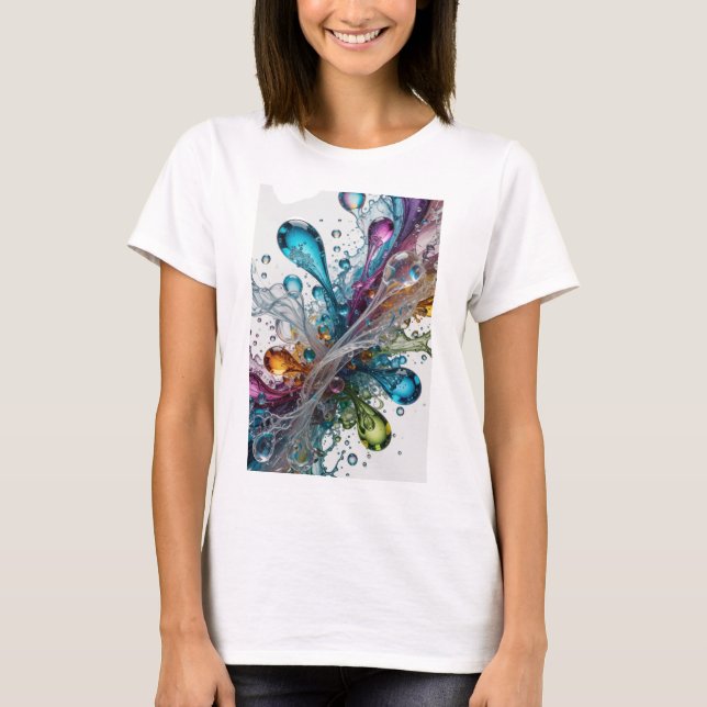 Snygg Silver VATTENSPLATTER Anpassad T-shirt (Framsida)
