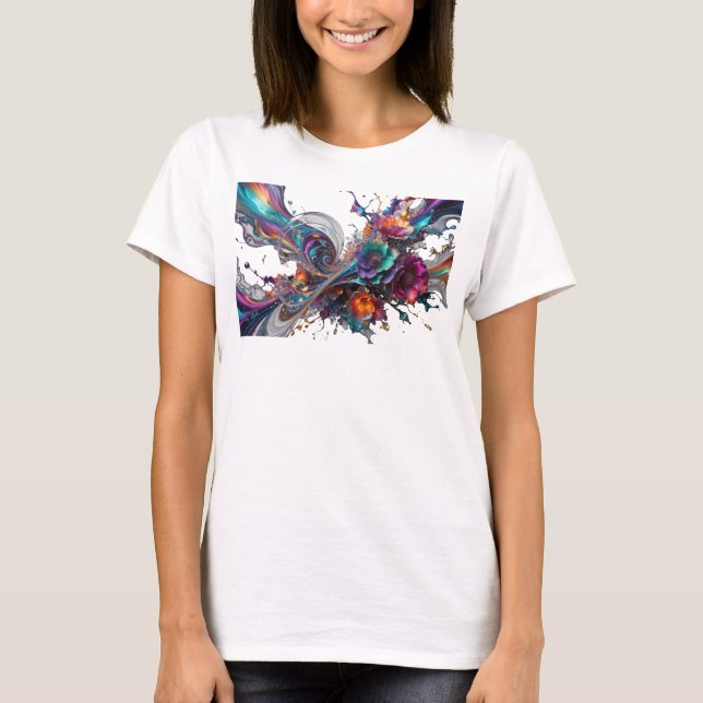 Snygg silverfärgad ABSTRAKT KONST Statement T-shir T Shirt (Framsida)