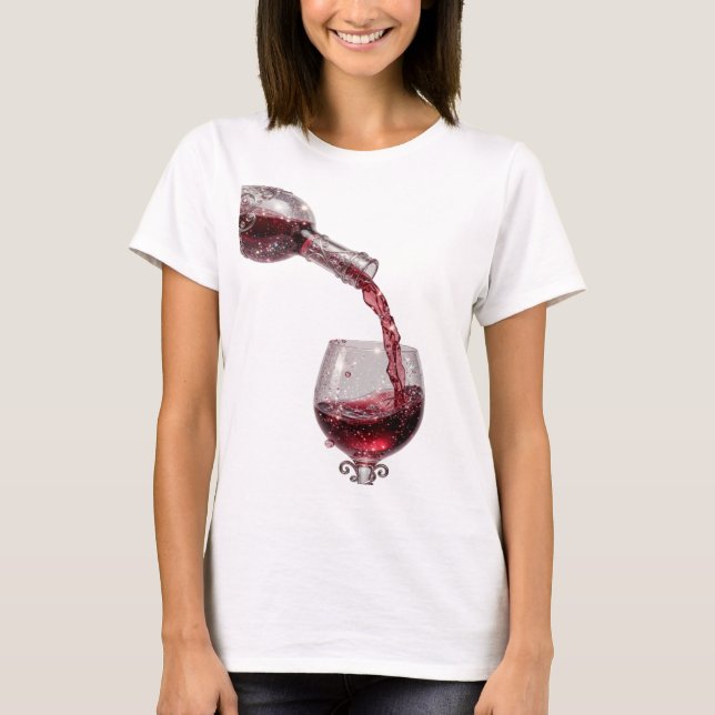 Snygg silverfärgad RÖD VIN Statement T-shirt (Framsida)