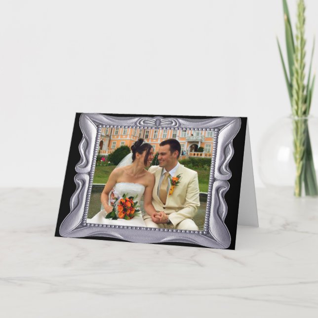 Snygg silverram Lägg till foto här Kort (Framsida)