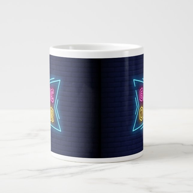 Snygg simulerad neonskylt för GAME OVER Jumbo Mugg (Framsidan)