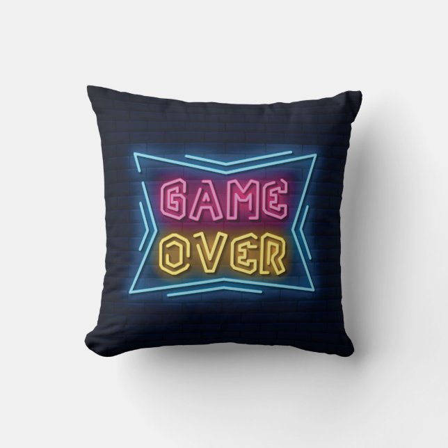 Snygg simulerad neonskylt för GAME OVER Kudde (Framsida)