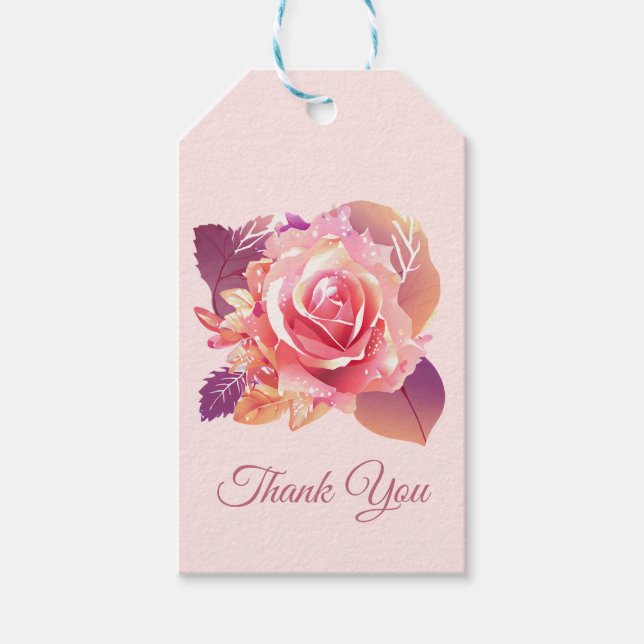 Snygg Single Rosa ros Presentetikett (Framsidan)
