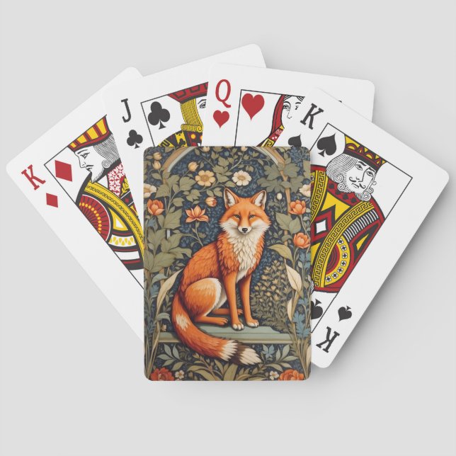 Snygg Sitta Red Fox William Morris Inspired Casinokort (Baksidan)