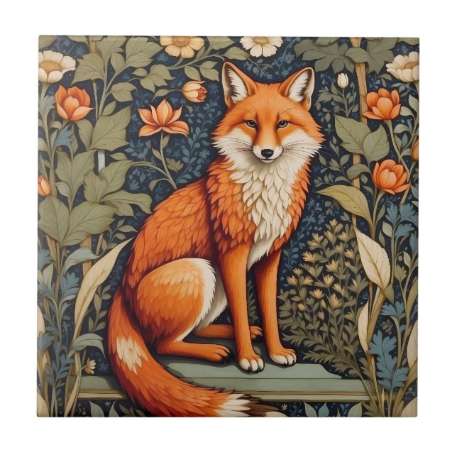 Snygg Sitta Red Fox William Morris Inspired Kakelplatta (Framsidan)