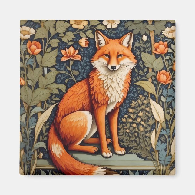 Snygg Sitta Red Fox William Morris Inspired Magnet (Framsidan)