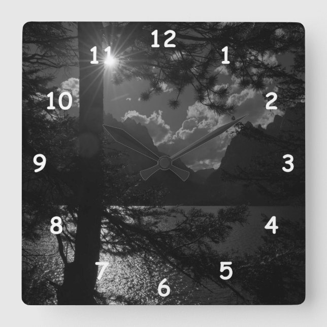 Snygg Sjö i Måne Light Fyrkantig Klocka (Framsida)