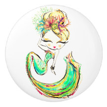 Snygg Sjöjungfru Fashionista Glam Girl Ceramic Ce