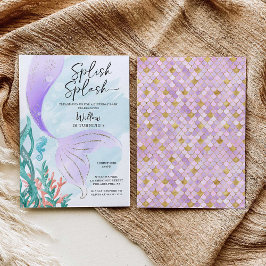 Snygg Sjöjungfru Girl-Födelsedagsfest Inbjudningar