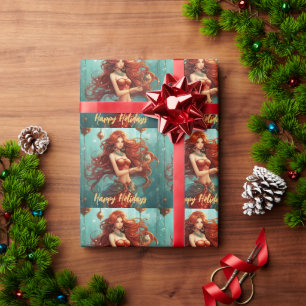 Snygg Sjöjungfru Glad helg jul Presentpapper