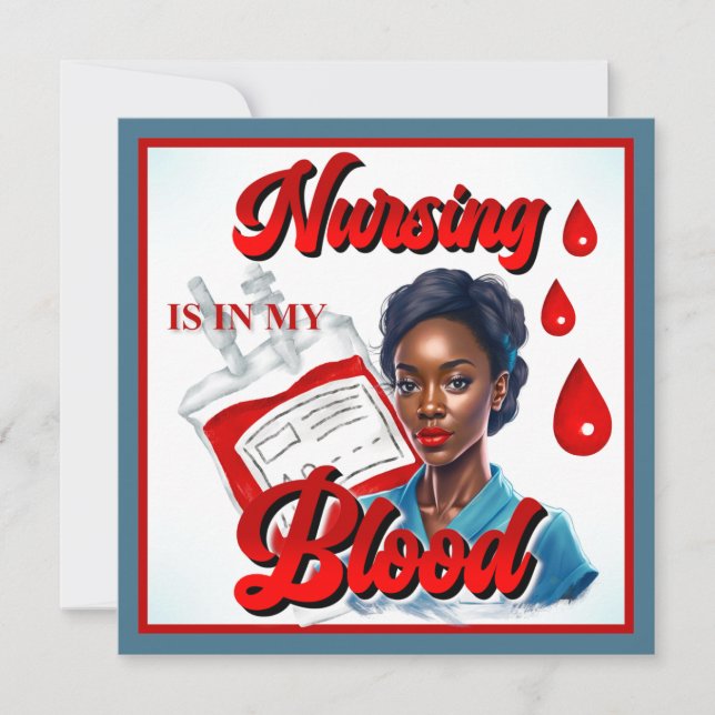 Snygg Sjuksköterska Pinup_ Det sitter i blodet Julkort (Framsida)