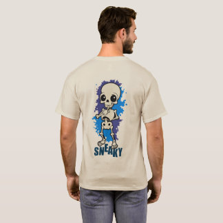Snygg Skelett Halloween Blå Stänk T-Shirt