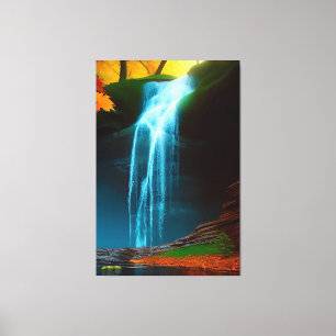 Snygg skogsvattenhöftmug Art Fall Bäck Canvastryck