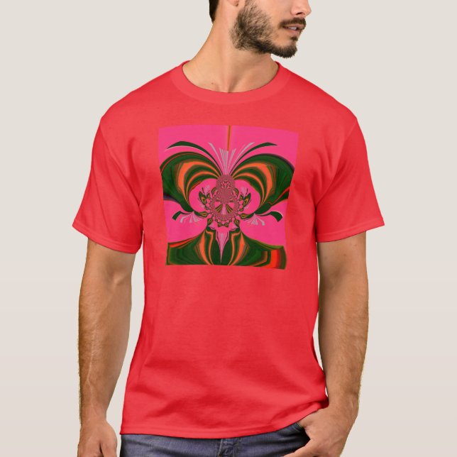 Snygg, skön afrikansk Shock rosa Red Golden Grönt Tee Shirt (Framsida)