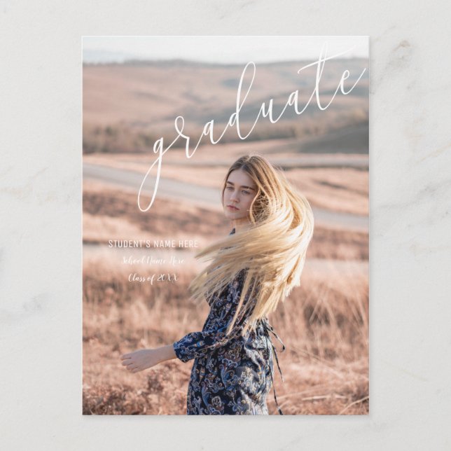 Snygg skrift Foto Studenten-meddelande Meddelande Vykort (Framsida)