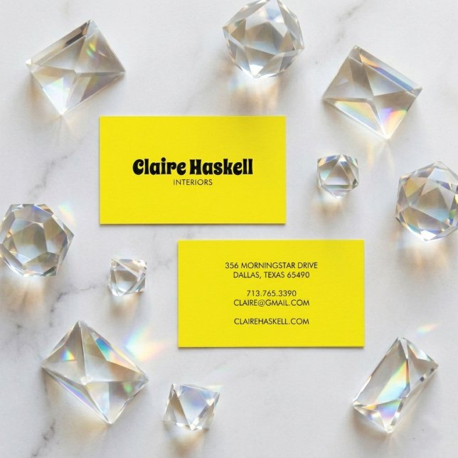 Snygg skript fet ljusgul chic minimal visitkort (Fancy Script Bold Bright Yellow Chic Minimal Business Card
)