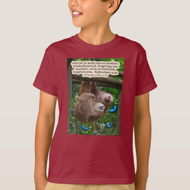 Snygg Sloth Scripture: Ephesian 4:32 T Shirt (Framsida)