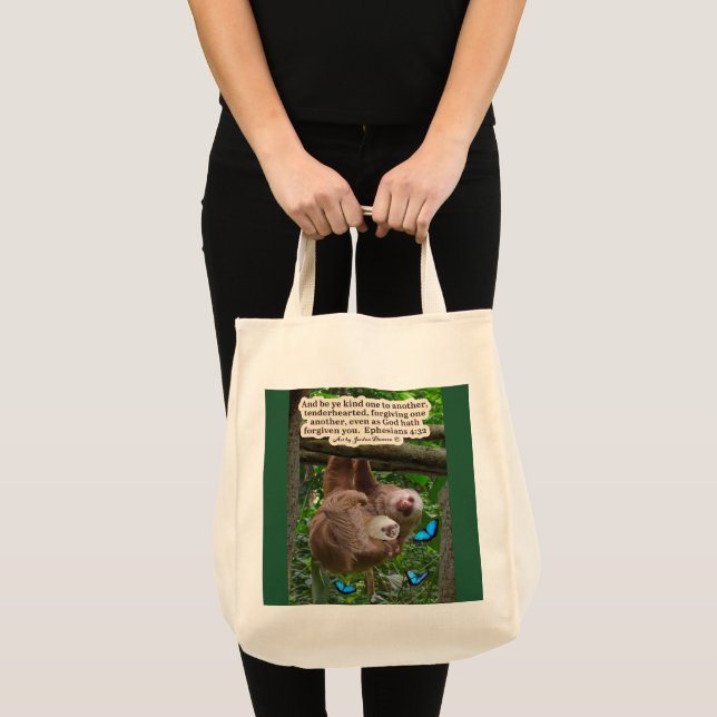 Snygg Sloth Scripture: Ephesian 4:32 Tygkasse (Framsida (produkt))
