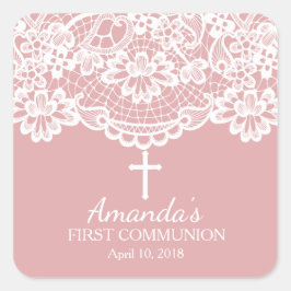 Snygg Snöre First Heliga Communion Sticker Fyrkantigt Klistermärke