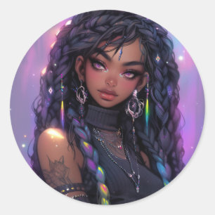 Snygg Snyggt Hair Anime Girl Runt Klistermärke