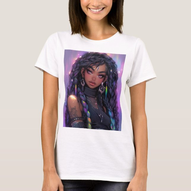 Snygg Snyggt Hair Anime Girl T Shirt (Framsida)