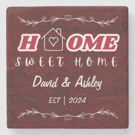 Snygg Snyggt Red Anpassningsbar par Namn Home Stenunderlägg