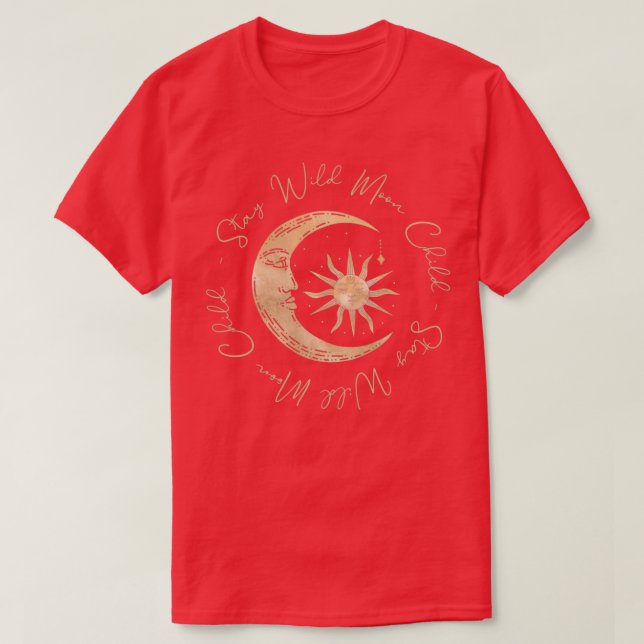 Snygg Sol och Måne Celestial Boho T Shirt (Design framsida)
